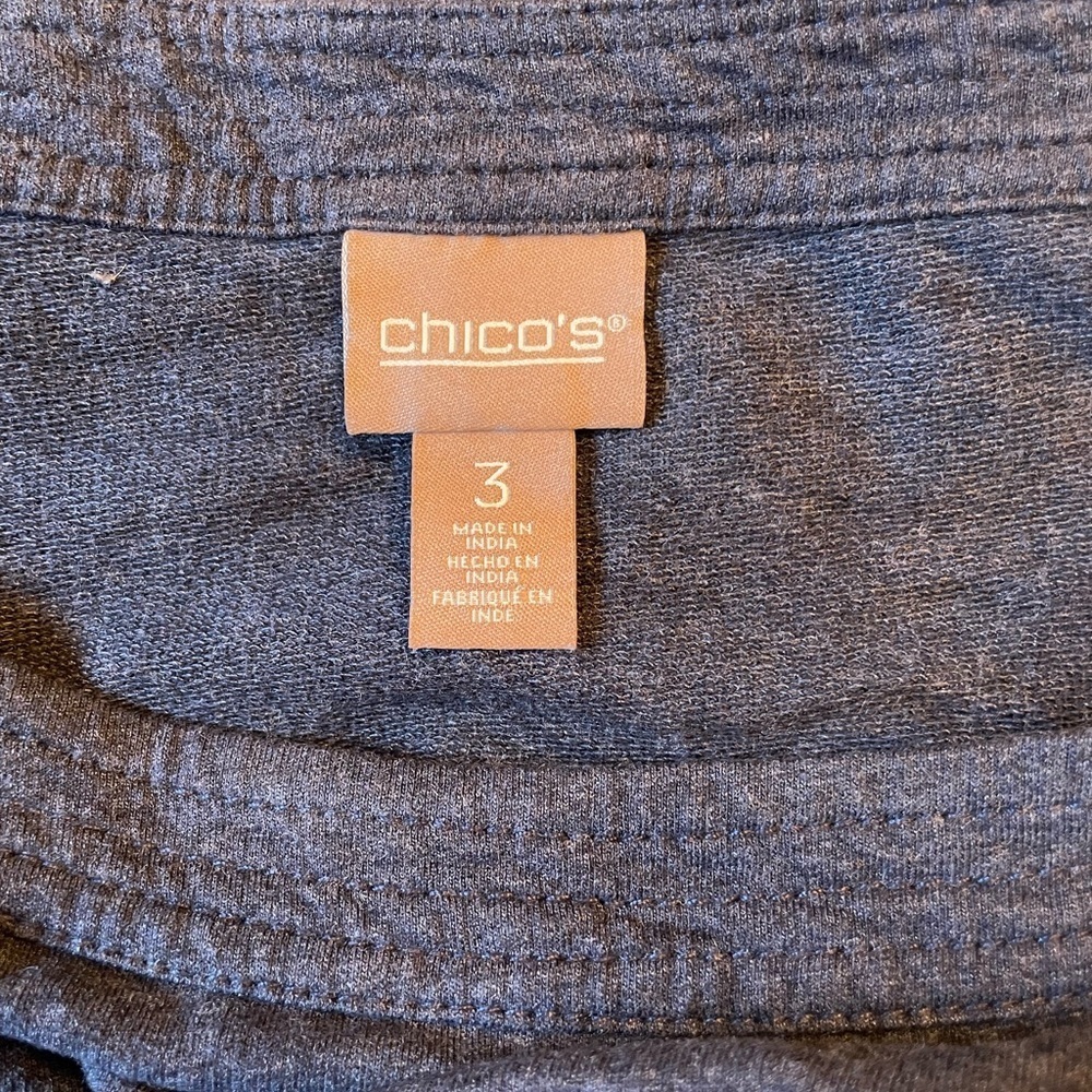 Chico’s Button Boat Boat 3/4 Sleeve Top Size 3 (XL) Blue Heather Casual Stretch - Picture 3 of 8